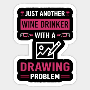 Wine Drinker Drawing Sticker